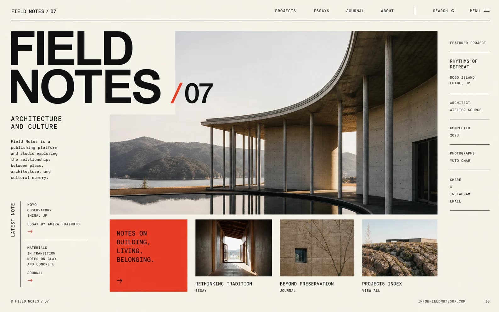 Fictional Field Notes demonstration website under evaluation